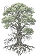Yggdrasil world tree intertwined tattoo design idea