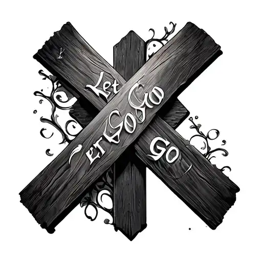 let go let God cross tattoo design idea