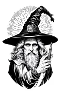 wizard hat and holding tattoo design idea