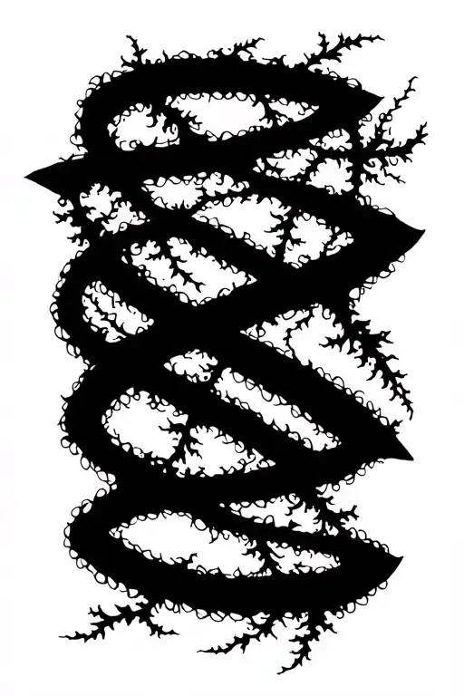 thin swords wrapped in thin vines hanging tattoo design idea