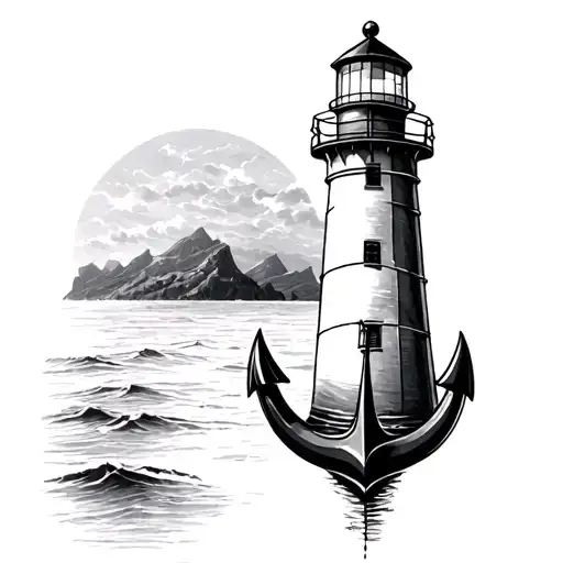 Lighthouse Anchor tattoo design idea