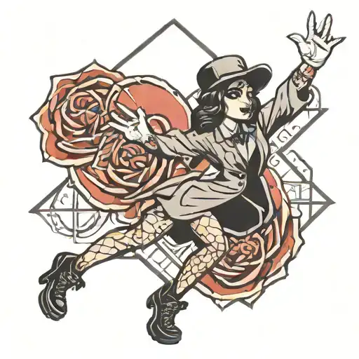 old school gangster girl hopscotch tattoo design idea