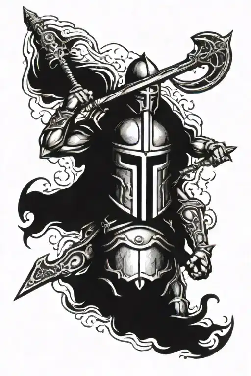 spartans in hell fire tattoo design idea