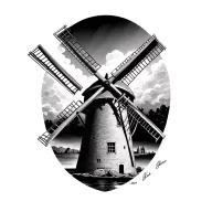 dutch windmill tattoo design idea
