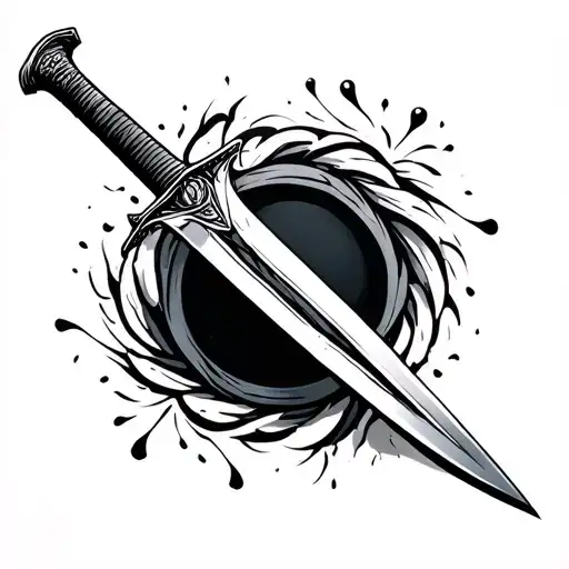 African sword surrounded tattoo design idea