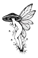 mushroom fairy tattoo design idea
