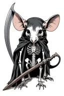 rat skeleton with cloak an scythe tattoo design idea
