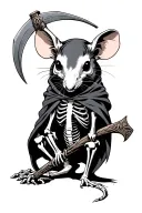 rat skeleton with cloak an scythe tattoo design idea