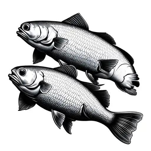 simple two fish 5 loaves of bread tattoo design idea