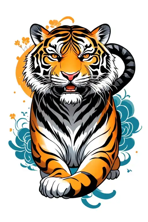 Japanese Tiger full body long striking tattoo design idea