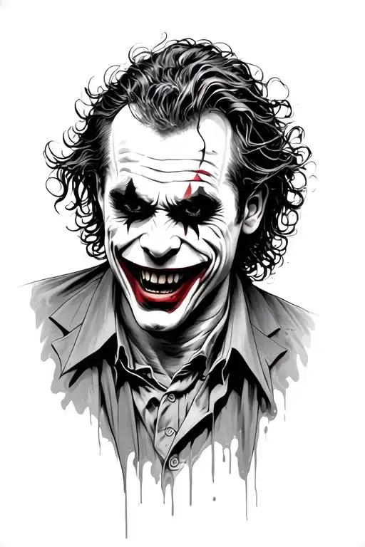 heath ledger joker laughing tattoo design idea