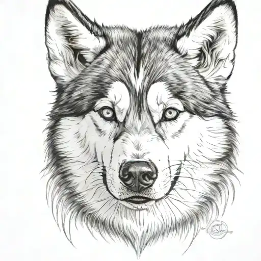 head husky tattoo from the front view tattoo design idea