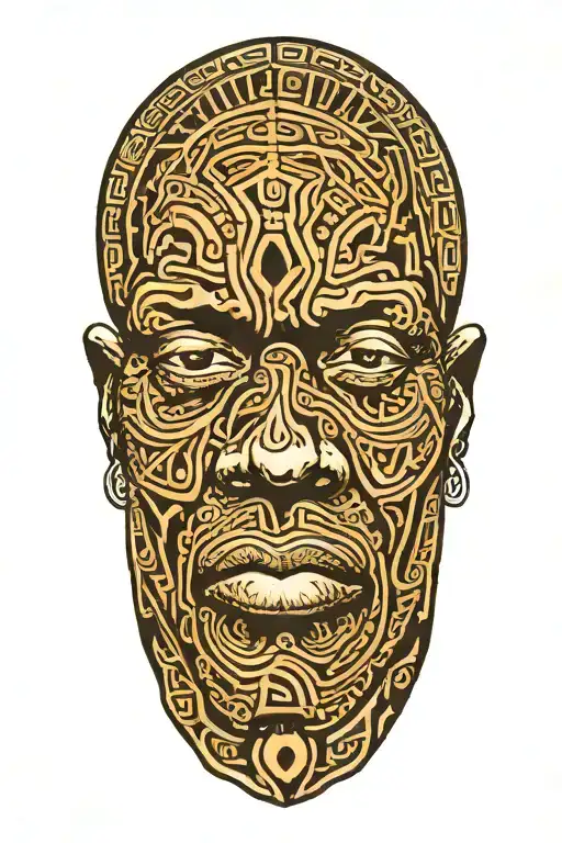 A blind African man tattoo design idea