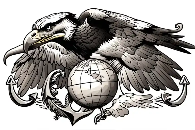 usmc eagle globe and anchor but add an osprey bird of prey tattoo design idea