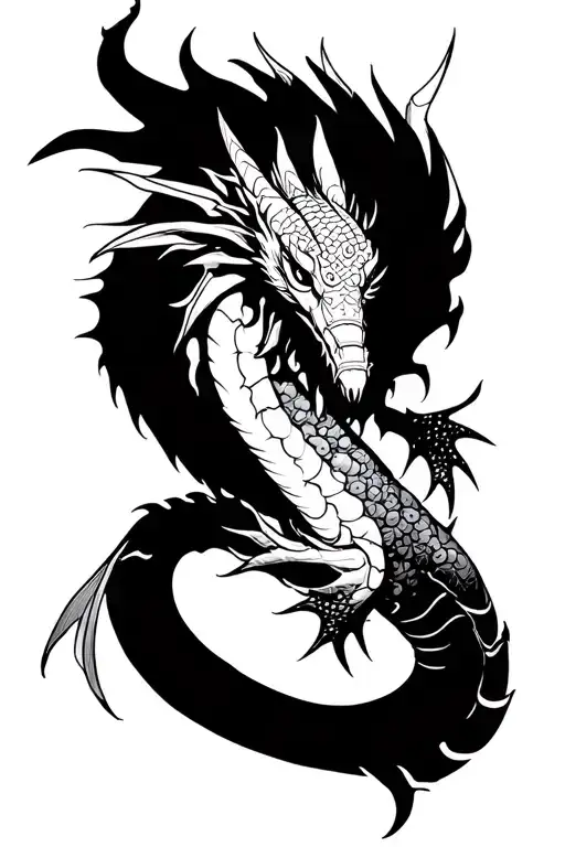 blackwork gyarados tattoo design idea
