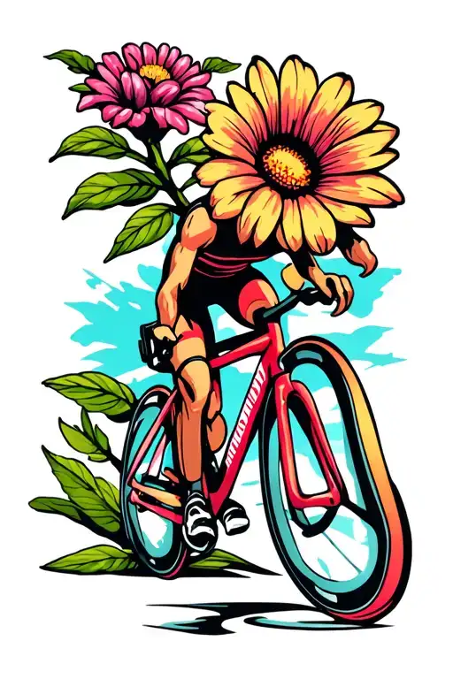 triathlon logo and lys flower blooming tattoo design idea