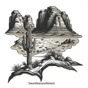 western desert tattoo design idea