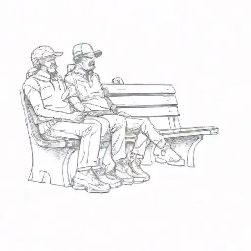 a couple sitting on a park bench tattoo design idea
