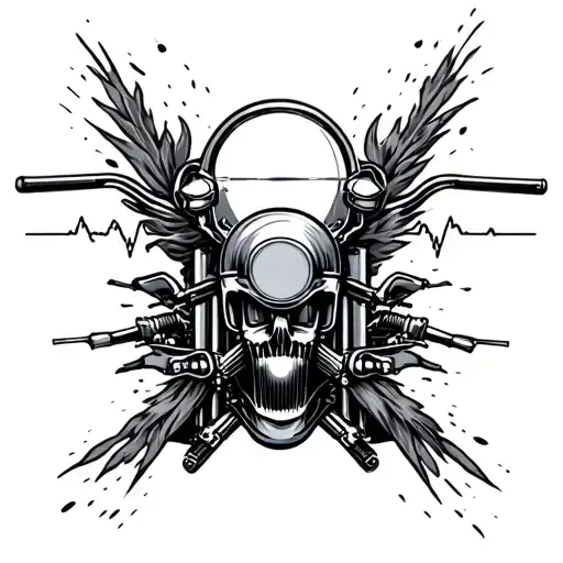Motorcycle Heartbeat tattoo design idea