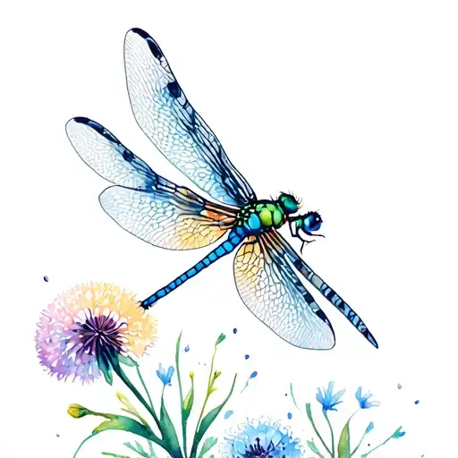 Dragonfly Dandelion tattoo design idea
