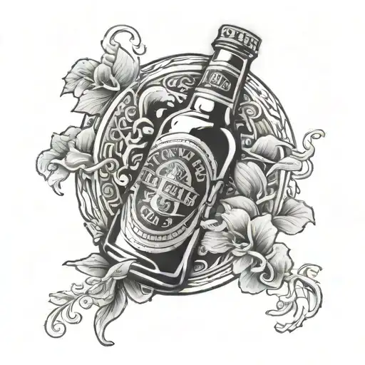lucky lager beer bottle tattoo design idea