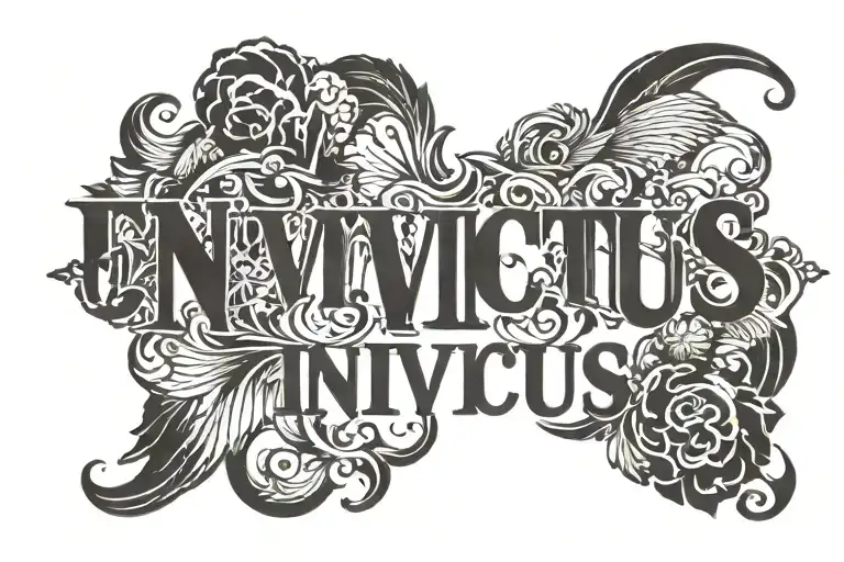 the word "INVICTUS" in roman font with thick bold tettering for wrist tattoo design idea