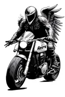 streetfighter motorcycle racing circuit guardian angel wings tattoo design idea