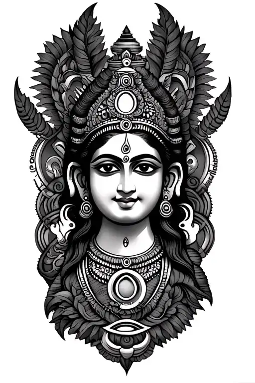 balaji namam with shanku and chakra symbols intertwined tattoo design idea