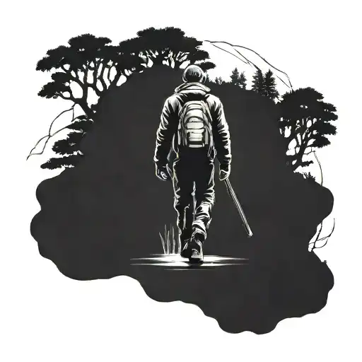 Hunter walking away tattoo design idea