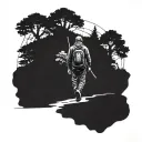 Hunter walking away tattoo design idea