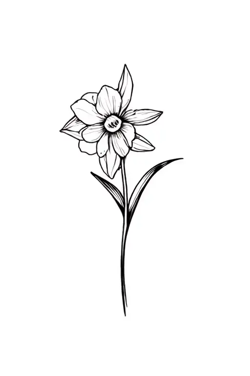 fine line narcissus flower tattoo design idea
