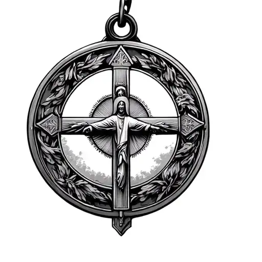 saint benedict medal tattoo design idea