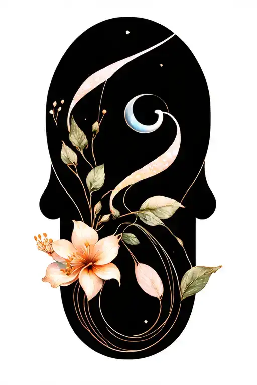 june zodiac gemini, pearl, honeysuckle tattoo design idea