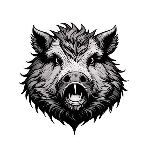boar nortic dotwork with Runen Name jori tattoo design idea