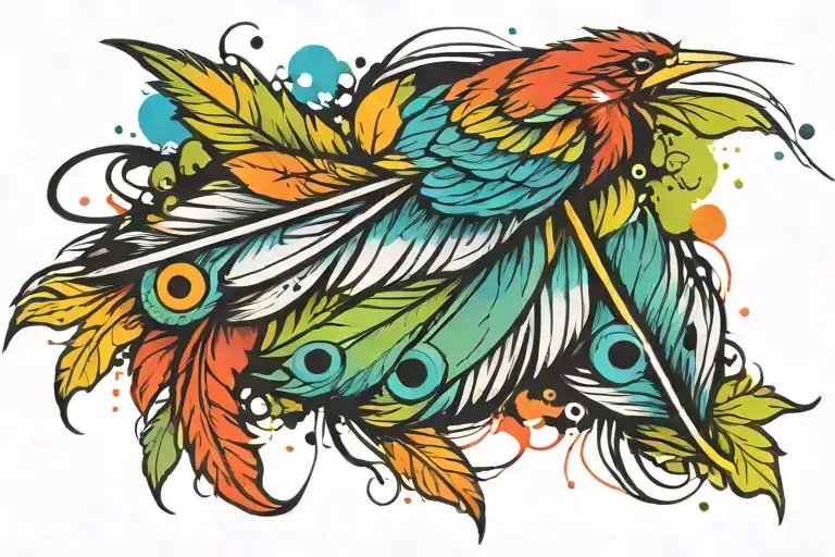 Bird feather tattoo design idea