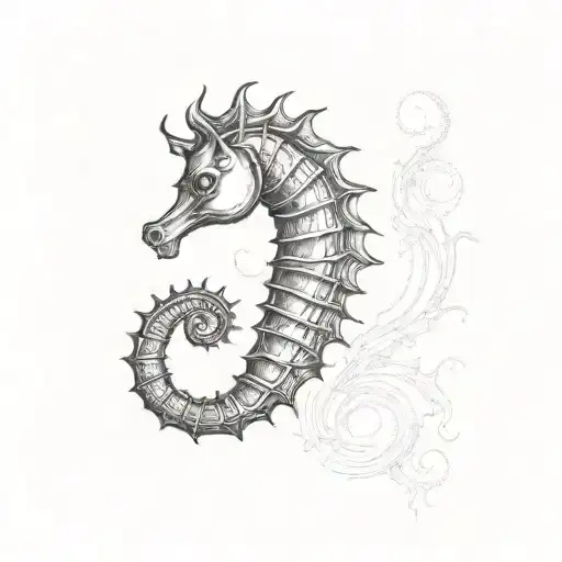 seahorse computer tattoo design idea