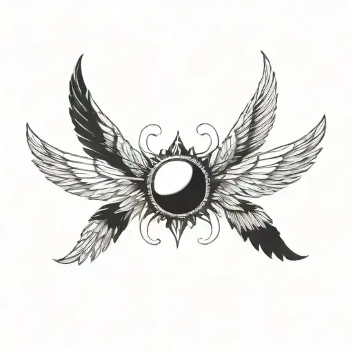 seraphim, 6 wings, large cat eye in the centre tattoo design idea