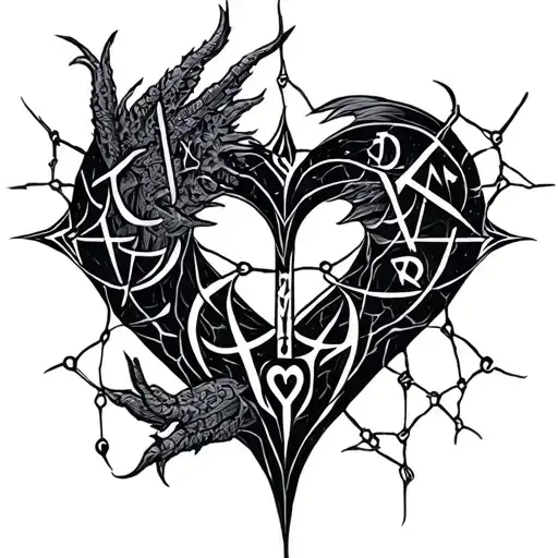 Network Wyrd, runes love and courage tattoo design idea