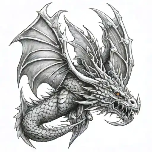 Luca, fallen angel dragon wings, fish, 2005, M tattoo design idea