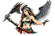 Valkyrie warrior holding tattoo design idea