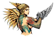 Valkyrie warrior holding tattoo design idea