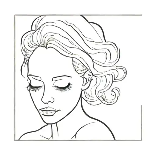 silhouette of a naked woman from the front with the head half drawn and the top of the head drawn in an astrally fashion tattoo design idea