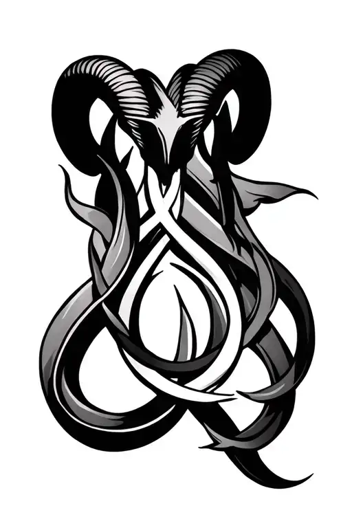 Sign of the intertwined zodiac (Aries, Gemini, Virgin and Capricorn) tattoo design idea