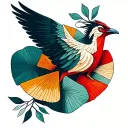 ginkgo leaves and liver bird from Liverpool fc in red and whits tattoo design idea