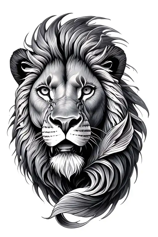 lion facing fish tattoo design idea