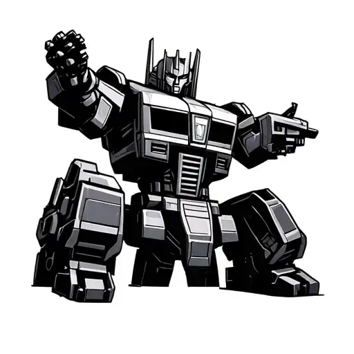 Optimus prime shooting blaster tattoo design idea