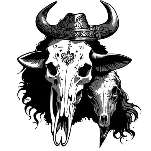 el matador and a bull skull tattoo design idea