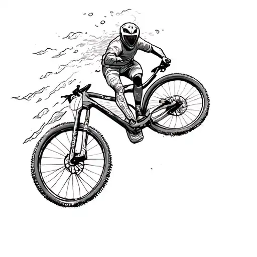 a person riding a mountain bike and a person free siving underwater tattoo design idea