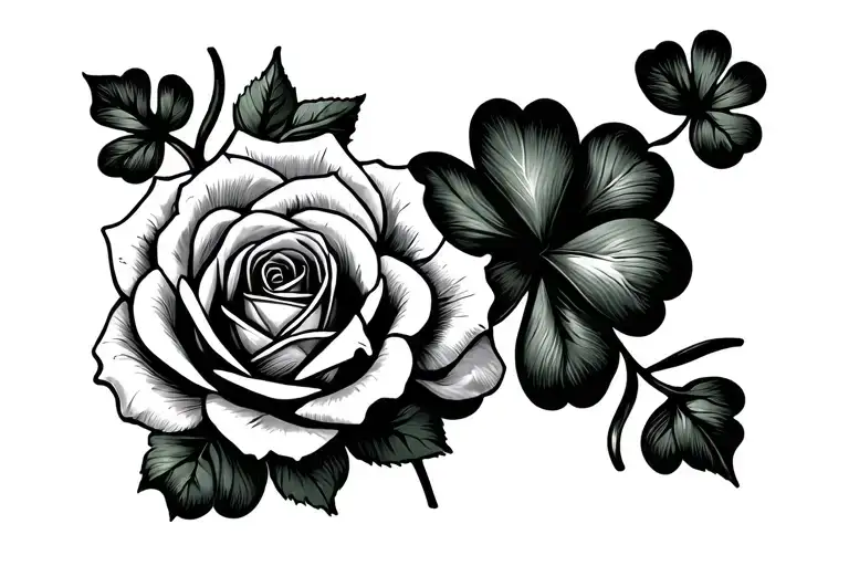 lancashire rose and irish shamrock intertwined tattoo design idea