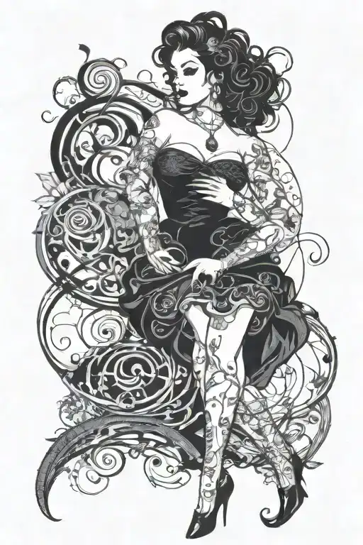 Goth girl bbw pinup girl tattoo design idea